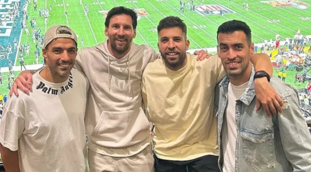 Inter Miami's Lionel Messi, Luis Suarez, Jordi Alba and Sergio Busquets