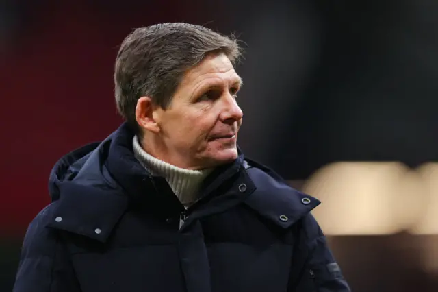 Oliver Glasner, manager of Crystal Palace, during the Premier League match between Manchester United FC and Crystal Palace FC at Old Trafford.