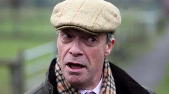 Nigel Farage at a farmers' protest earlier today