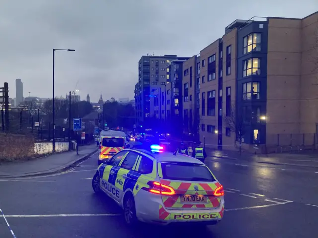 Police at the scene in Sheffield