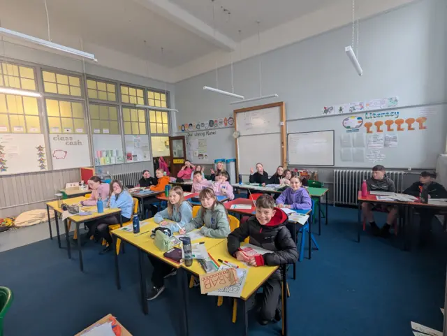 A picture of pupils from Ancrum Road School in class watching the Live Lesson for Safer Internet Day