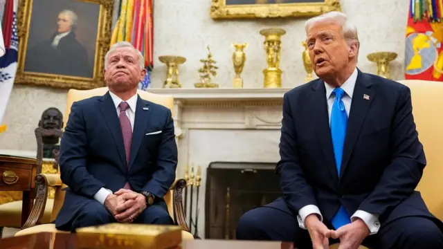 King Abdullah of Jordan sat in a suit next to Donald Trump in the White House