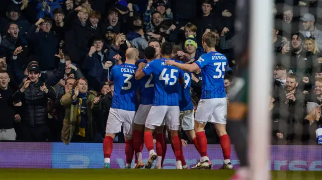 Portsmouth players celebrate at Fratton Park