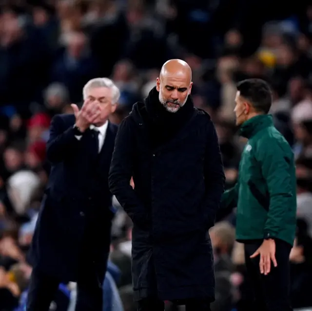 Guardiola paces the touchline