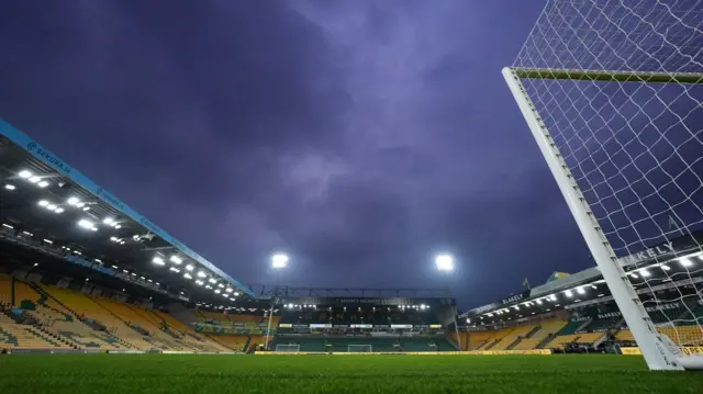 An inky sky above Carrow Road on matchday