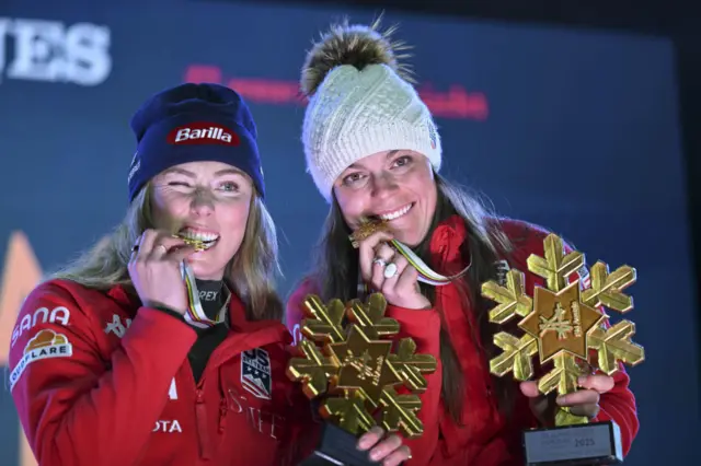 Mikaela Shiffrin of United States of America and Breezy Johnson of United States