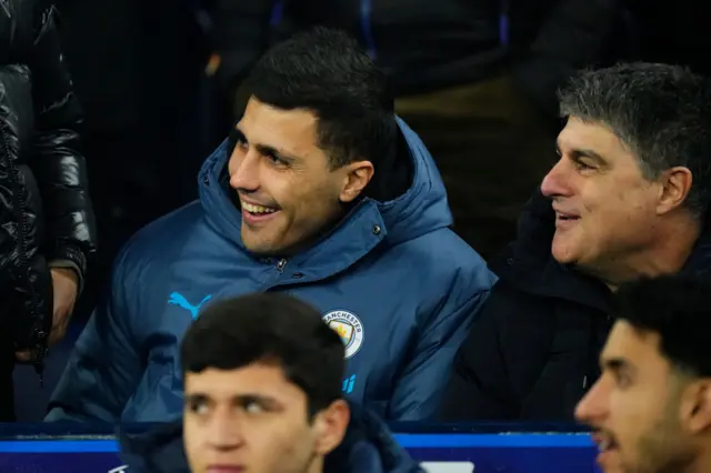 Rodri sits in the stands at the Etihad