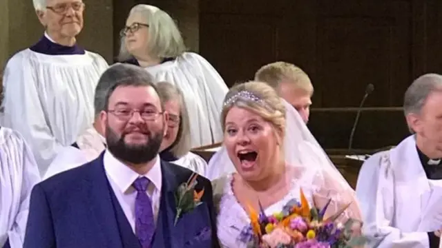 Caroline and Edward Backhouse at their wedding in 2019