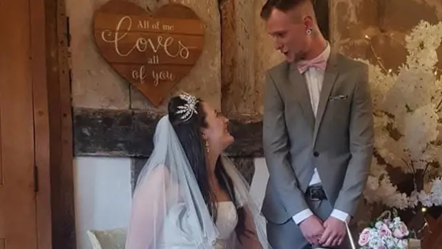 Jessica and Jonathon Barton at their wedding in 2019