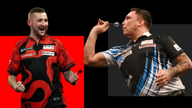 A graphic of Nathan Aspinall and Gerwyn Price