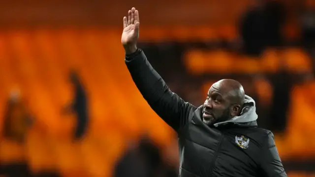 Darren Moore waves to the Port Vale fans