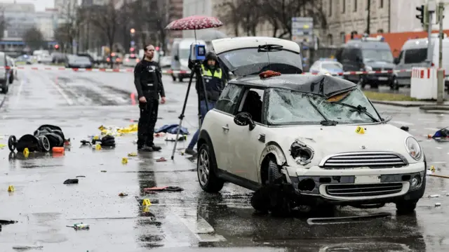 The car after suspected attack in Munich