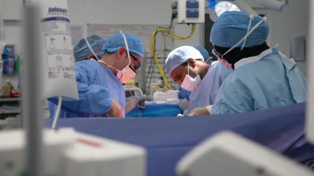 The team at the Royal Free during an operation to remove a tumour from a patient with pancreatic cancer