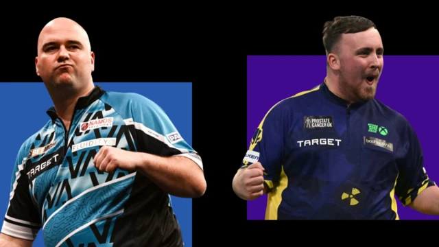 A graphic of Rob Cross and Luke Littler