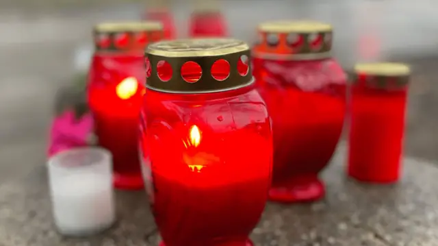 Close up of red candles