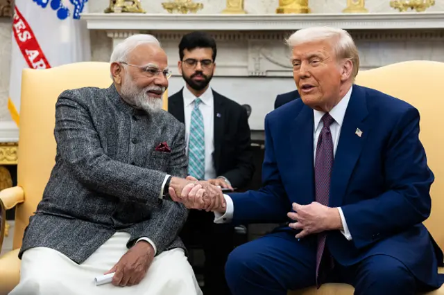 Trump shakes hands with Modi