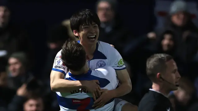 QPR celebrate Koki Saito's goal