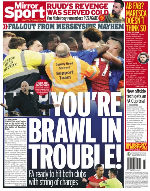 Back page of the Mirror on 14 February