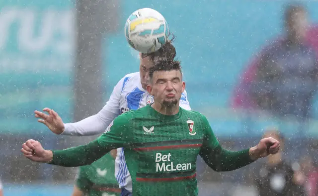 David Fisher heads the ball