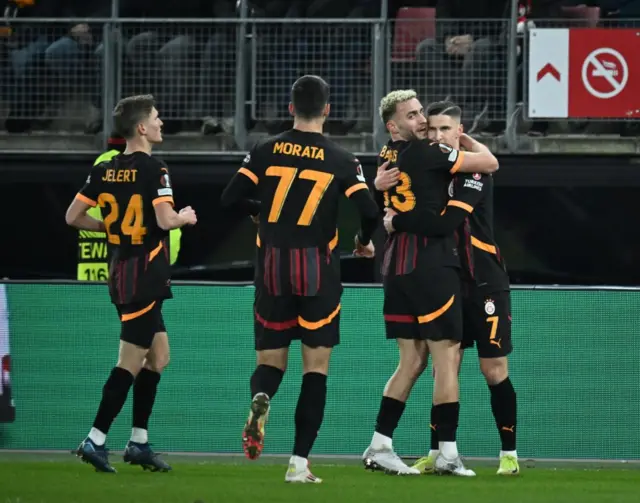 AZ Alkmaar celebrate scoring against Galatasaray