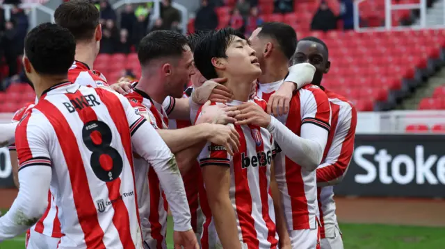 Stoke celebrate scoring