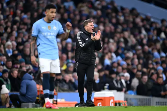 Eddie Howe, Manager of Newcastle United, reacts