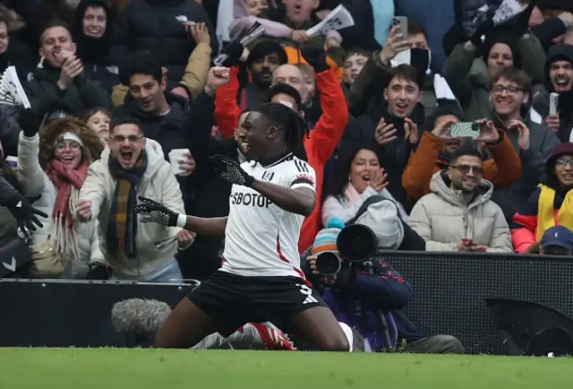 Calvin Bassey of Fulham goal celebration