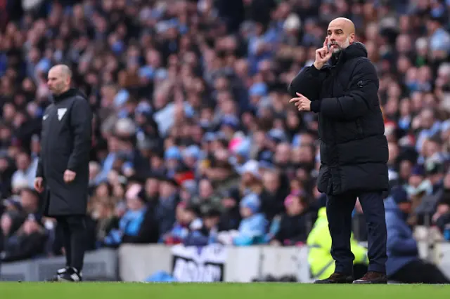 Pep Guardiola manager of Manchester City celebrates