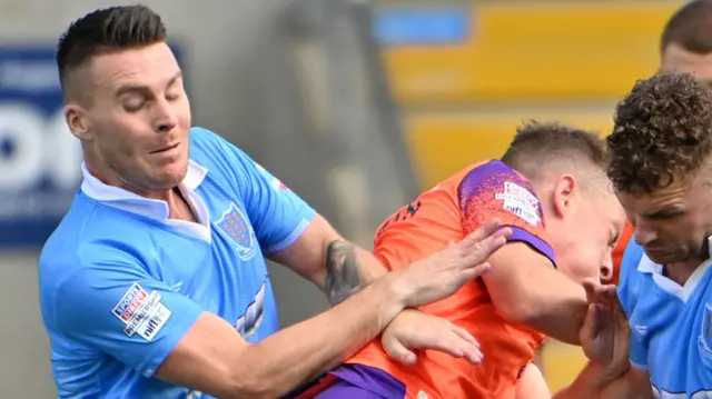 Ballymena's Josh Carson in action against Linfield