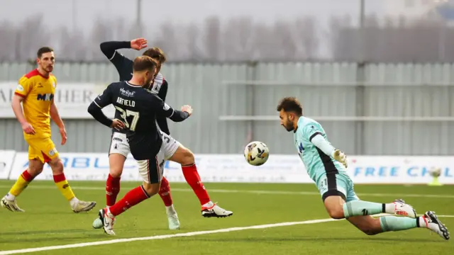 Scott Arfield scores for Falkirk against Ayr United