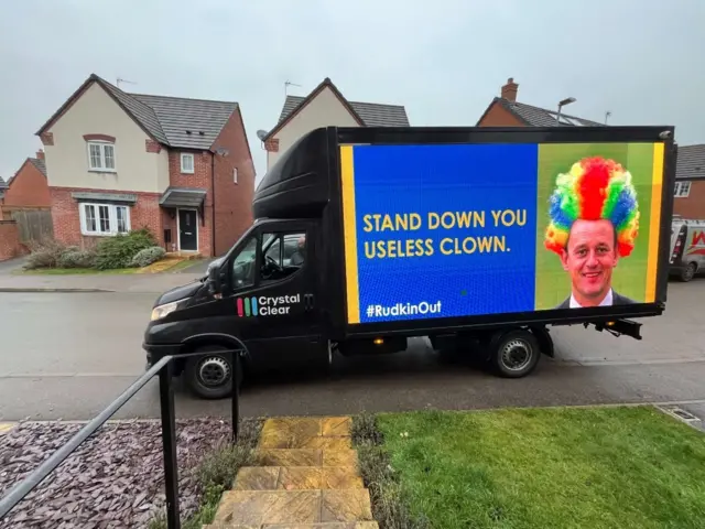 Leicester protest van