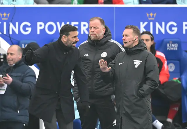 Ruud van Nistelrooy, Manager of Leicester City, reacts