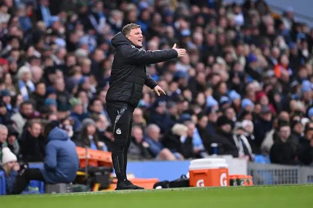 Eddie Howe, Manager of Newcastle United, gestures