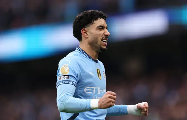 Omar Marmoush of Manchester City celebrates