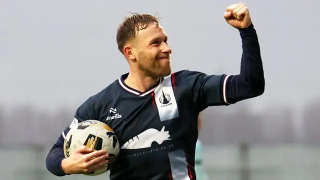 Scott Arfield celebrates after scoring for Falkirk against Ayr United