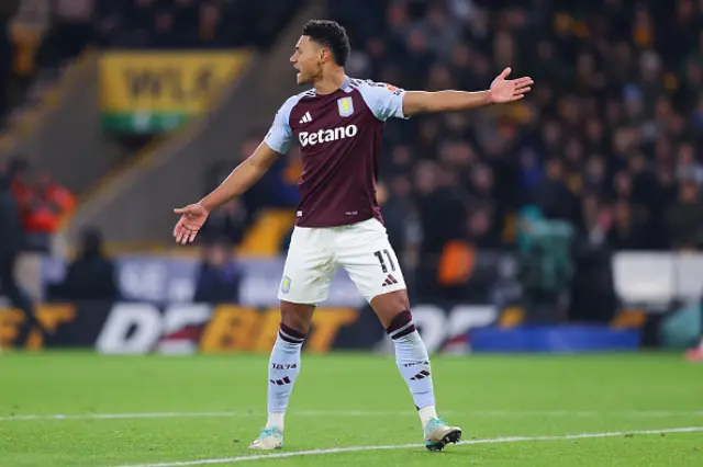 Ollie Watkins of Aston Villa reacts