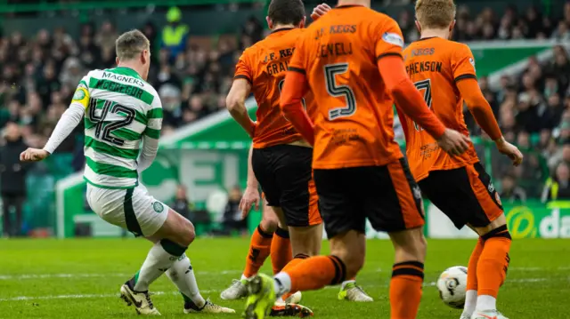 Callum McGregor scores for Celtic against Dundee United