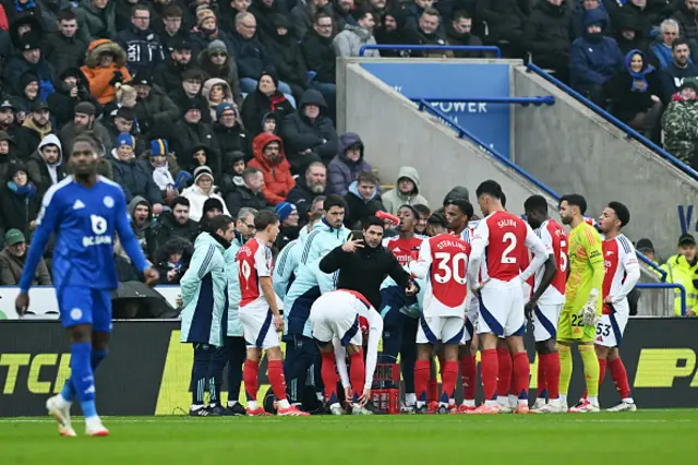 Mikel Arteta, Manager of Arsenal, gives instructions