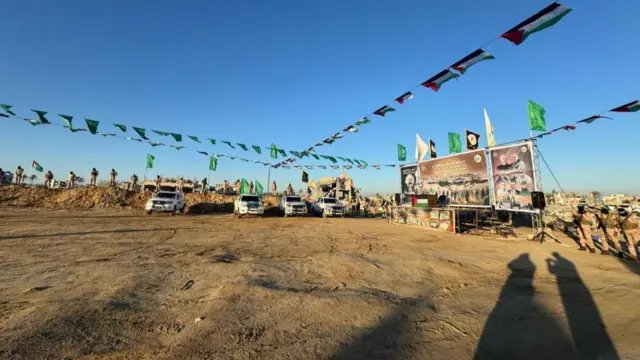 The scene in Khan Younis this morning, where Hamas is due to release the hostages