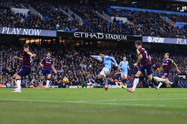 Omar Marmoush of Manchester City scores