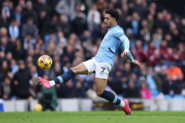 Omar Marmoush of Manchester City scores