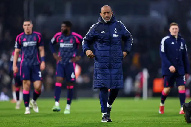 Nuno Espirito Santo, Manager of Nottingham Forest, reacts