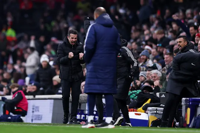 Marco Silva, Manager of Fulham, celebrates