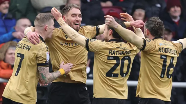 Wrexham celebrate a goal