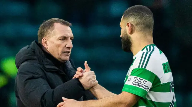 Celtic manager Brendan Rodgers with defender Cameron Carter-Vickers