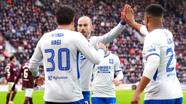 Rangers players celebrating