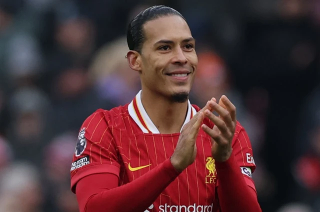 Liverpool's Virgil van Dijk celebrates