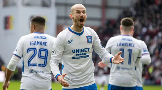 Rangers players celebrating