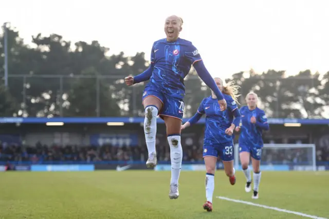 Lauren James of Chelsea celebrates.