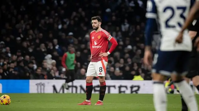 Bruno Fernandes of Manchester United takes a free kick